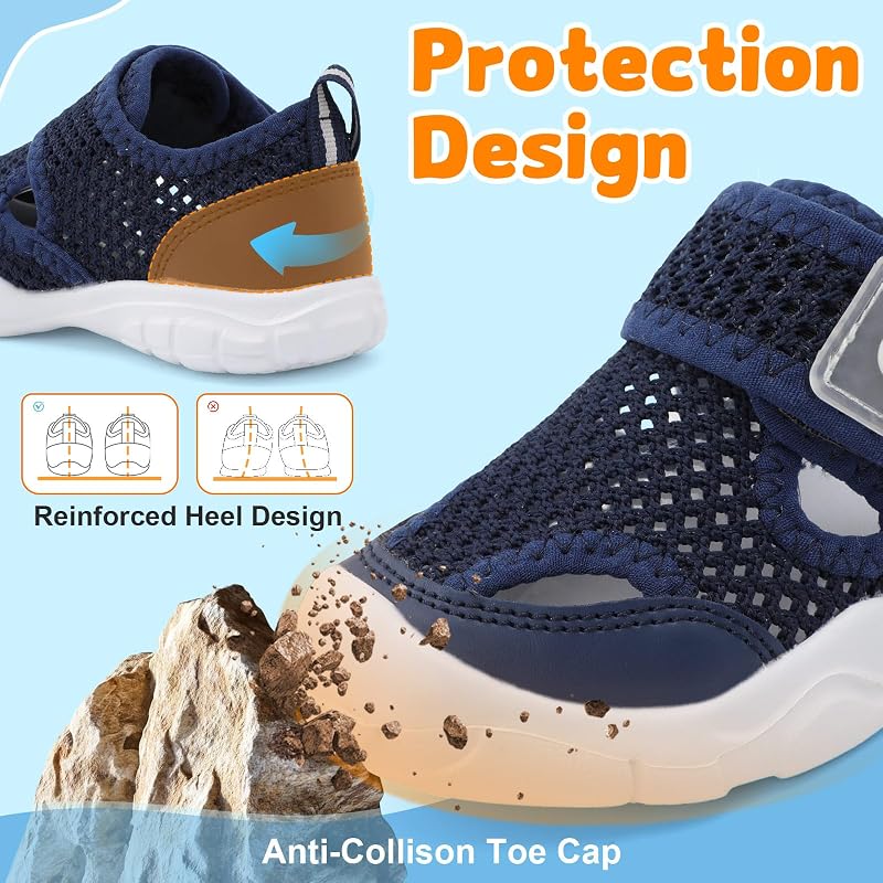 Variation: Navyblue+6 Wide Toddler Water Shoes - Lightweight Quick-Dry Beach Sandals