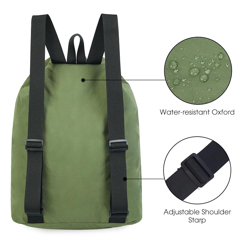 WANDF Swim Bag for Swimmers Mesh Beach Backpack Green Medium