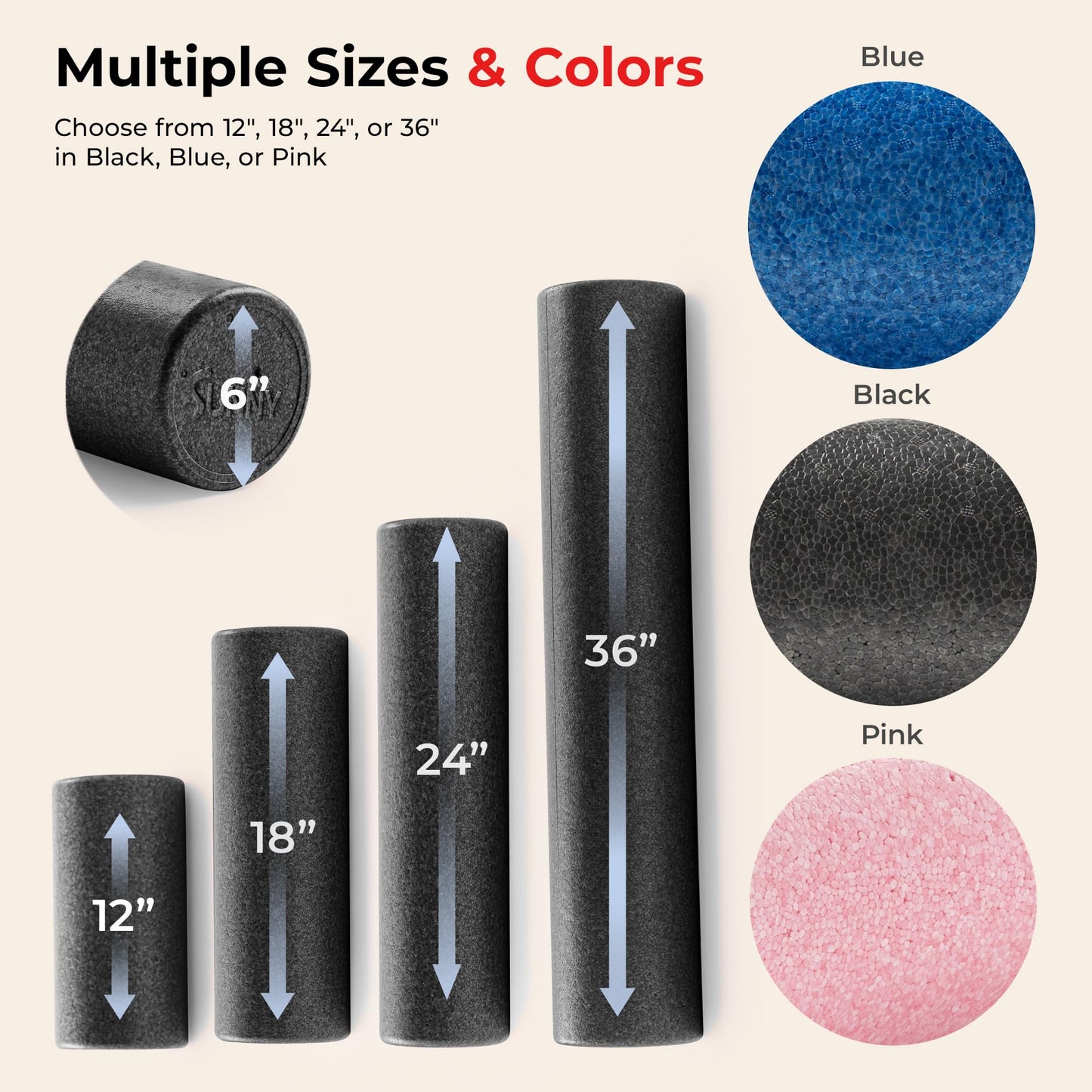 Sunny Health & Fitness 18" Yoga Foam Roller (Black) - SF-ER01-BK-18