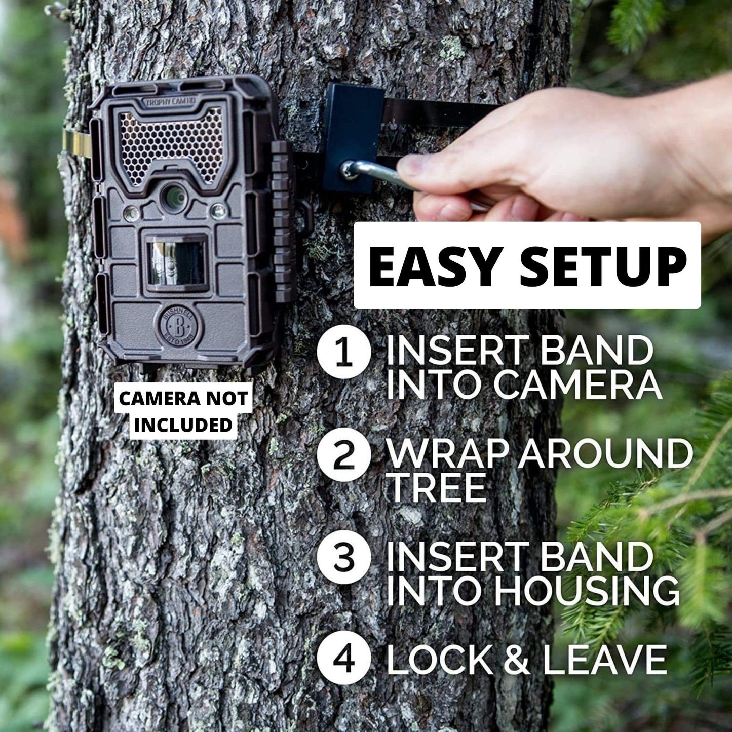 Trail Camera Lock by Guardian - Game Cam Tree Mount Holder Accessory and Heavy Duty Metal Security Locking Strap to Replace Lockbox and Reduce Theft (48 inch) (Standard)