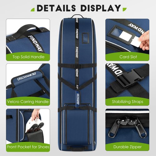 Findway Golf Travel Bag for Airlines 900D Heavy Duty Oxford Golf Travel Case with Wheels, Golf Travel Cover with Club Protector Liner for Men Women
