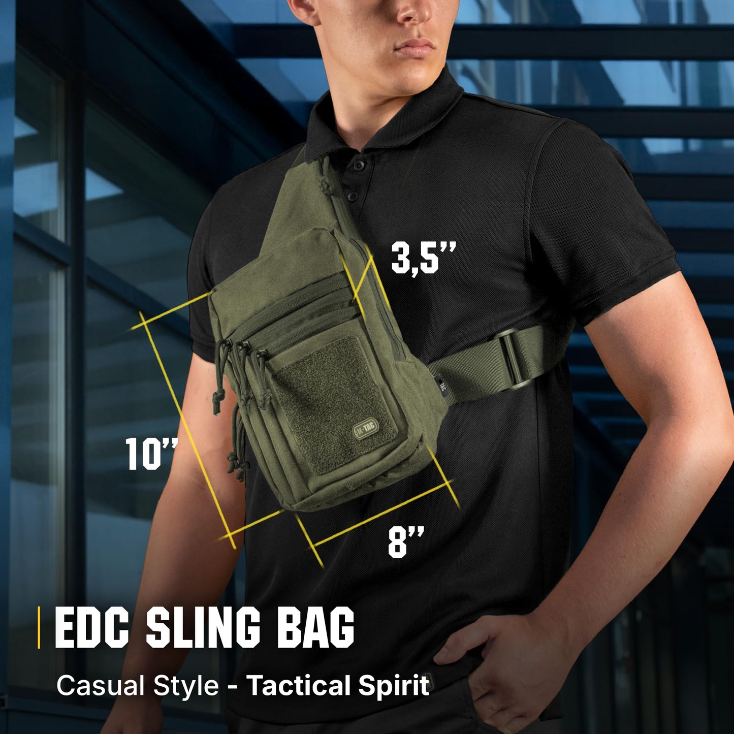 M-Tac CCW Sling Bag for Men & Women - EDC Shoulder Bag Tactical - Crossbody Concealed Carry Bag - Mens Chest Pack (Olive Loop Panel)