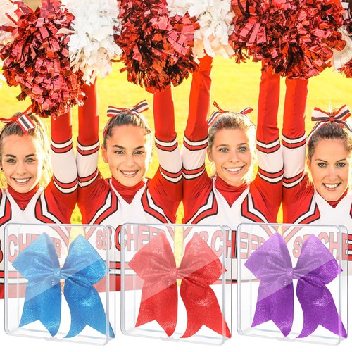 GlikCeil 6 Pcs 7'' x 7'' Cheer Bow Box Portable Case Clear Plastic Storage Containers with Lids for Cheerleading Bows