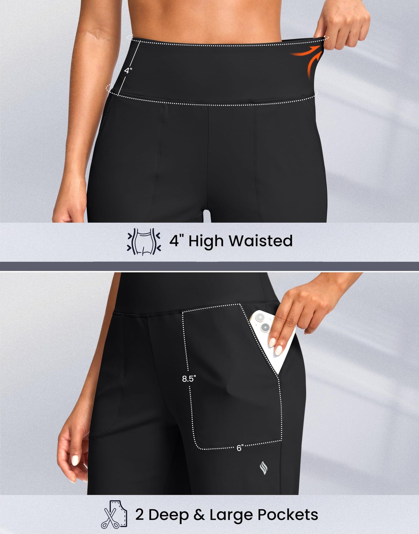 SANTINY 14" Shorts for Women Knee Length with Pockets High Waisted Stretch Long Bermuda Shorts for Summer Dressy Casual (Black L)