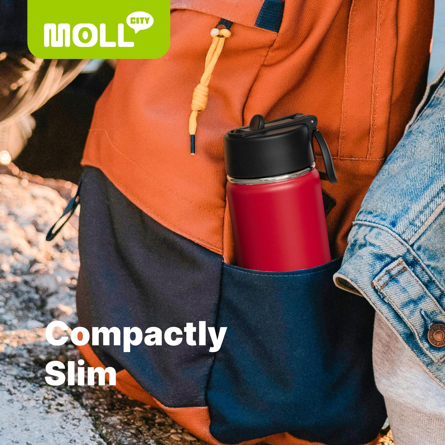 Mollcity 12 oz Water Bottle for Kids-Small Insulated Water Bottle with Straw-Stainless Steel Double Wall Vacuum Sports Water Bottles for School (Purple)