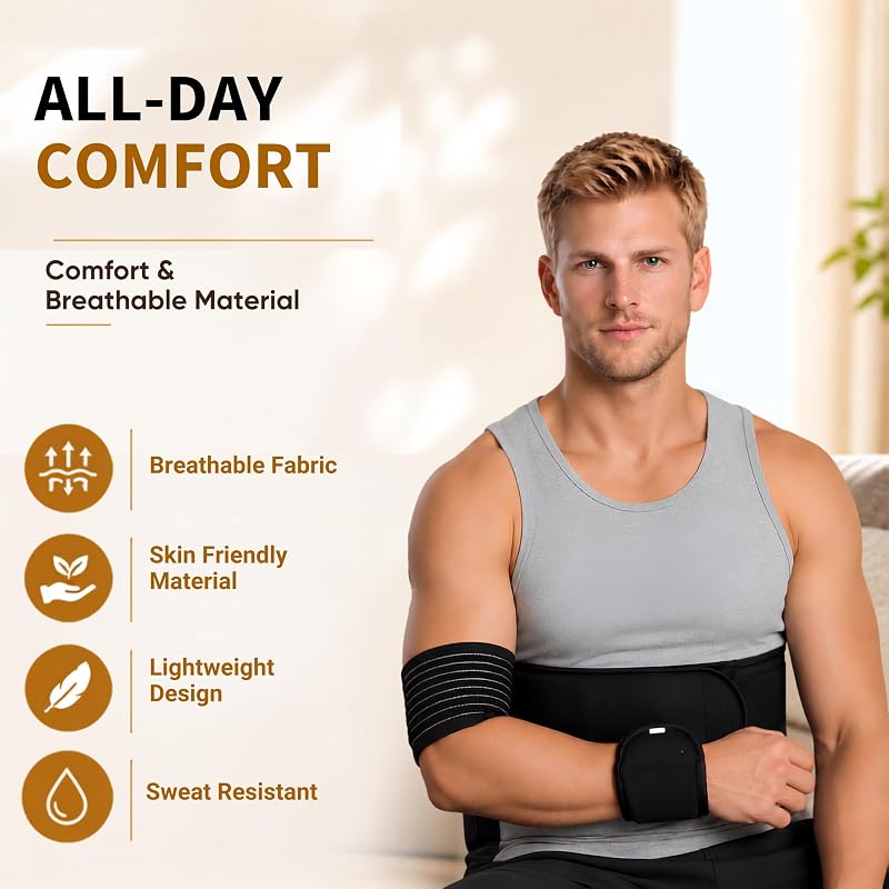 Shoulder Immobilizer Arm Sling with Adjustable Belt - Clavicle Support Brace, 28-38 in - Black