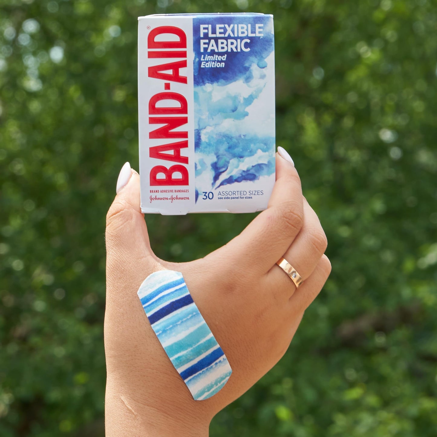BAND-AID Brand Flexible Fabric Adhesive Bandages, Watercolor Designs, 30 Ct