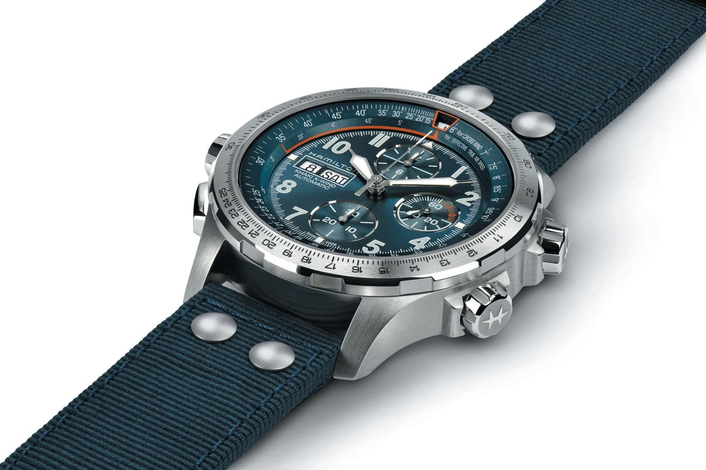Hamilton Khaki Aviation Automatic Men's Watch, 45mm Stainless Steel Case, Swiss Made, Blue Dial Analog Wrist Watch for Men, 100m Waterproof, Sapphire Crystal, Textile Strap