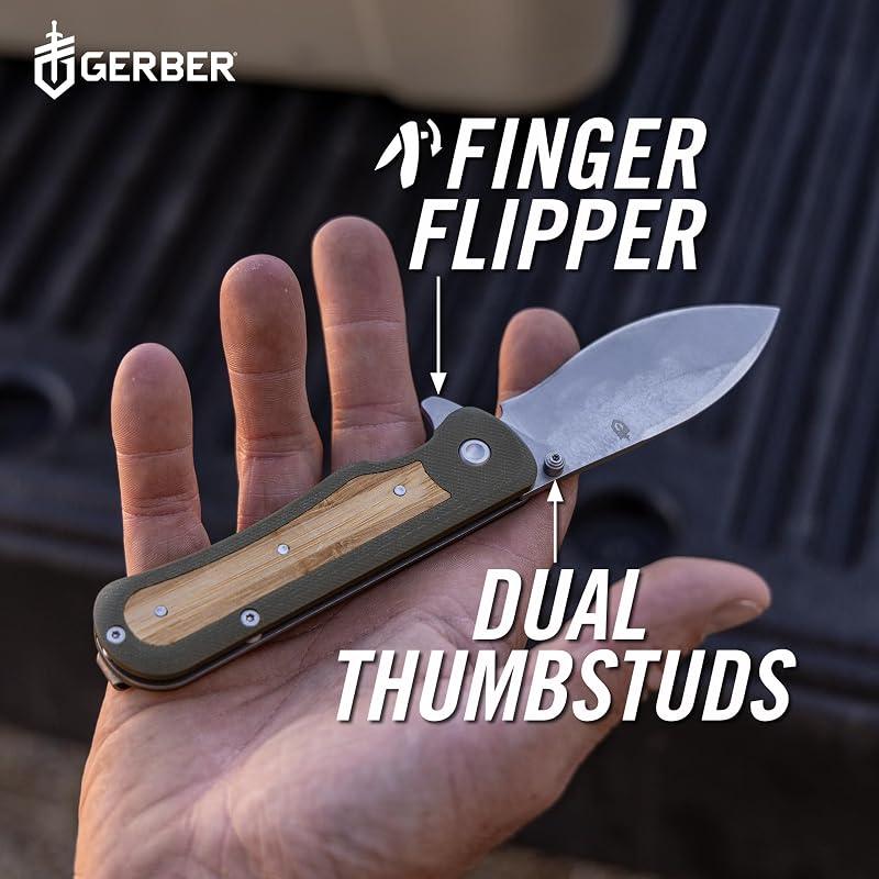 Gerber Confidant EDC Pocket Knife with 3.2" Drop Point Blade, Bamboo/G10 Inlay