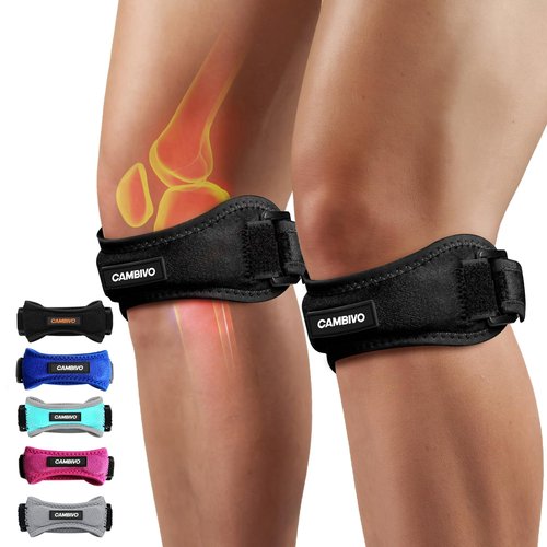 CAMBIVO Essential Series Knee Brace for Women and Men (2 Pack), Patella Tendon Support Straps for Knee Pain Relief, Running, Basketball, Hiking, Volleyball, Tennis, Squats (Black)