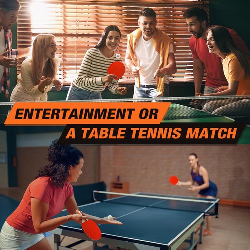LUOXG Ping Pong Paddles Set of 4, Ping Pong Paddles and Balls, Table Tennis Rackets Set Suitable for Indoor and Outdoor Games, Family Games