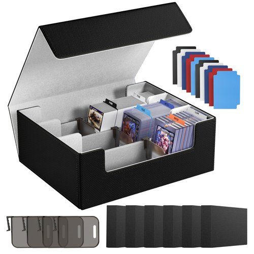 Co-opting Card Storage Box For Trading Cards 1800+,Card Deck Box With 10 Dividers,6 Foam Stoppers,4 Supporters,Commander Deck Case Fit For Toploaders,MTG,YuGiOh,TCG and Magic Cards