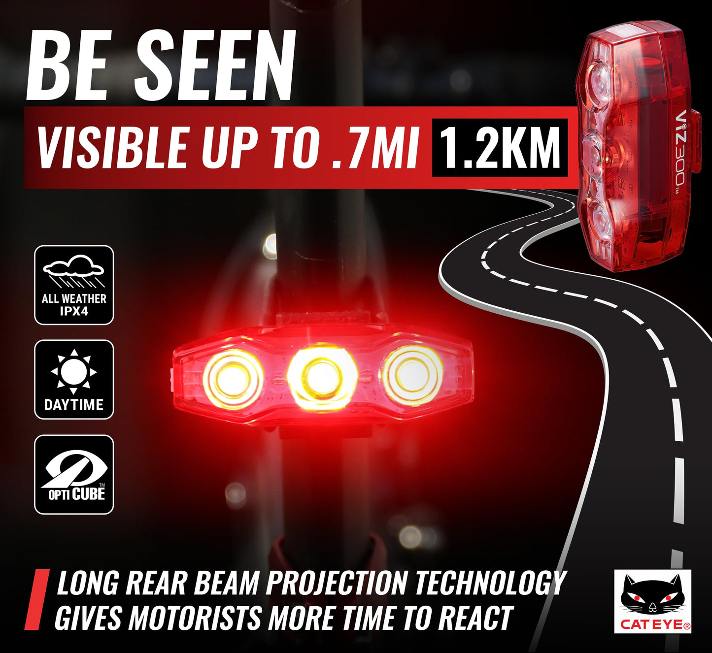 CATEYE - USB Rechargeable Daytime Safety Light (ViZ300)