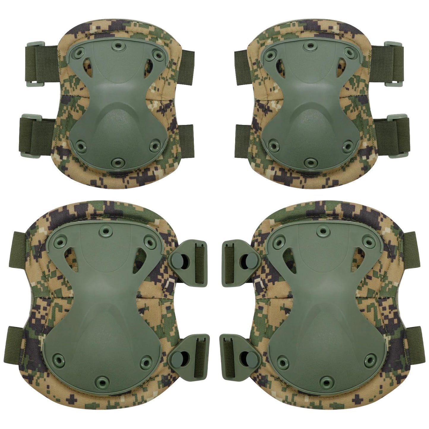 Qavctw Tactical Knee and Elbow Pads Set Protective Gear Knee Pads for Outdoor Sports Combat Paintball CS Cycling Skateboarding Skate Safety Guards Pads