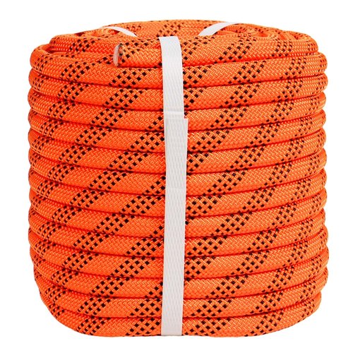 YUZENET Braided Polyester Arborist Rigging Rope (3/8 inch X 100 feet) High Strength Outdoor Rope for Rock Climbing Hiking Camping Swing, Orange/Black