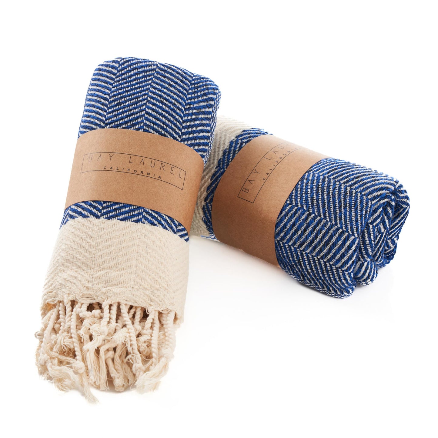 BAY LAUREL Turkish Hand Towel – Pack of 2 | Soft & Absorbent Decorative Towels for Bathroom, Hand, Face, Hair, Gym, Yoga, SPA, Kitchen & Tea | Boho Decor (Azure, Herringbone 15x26 Inches (Set of 2)