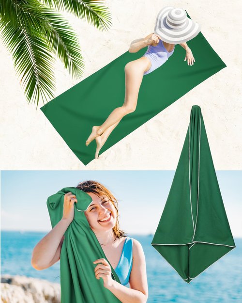 Update Magnetic Towel Oversized 30"x75"Magnet Bath Towel with Storage Bag,Outdoor Bath Towel Quick-Dry Magnetic Bath Towels for Swimming Microfiber Beach Towel For Pool Travel Gym Camping(Green)