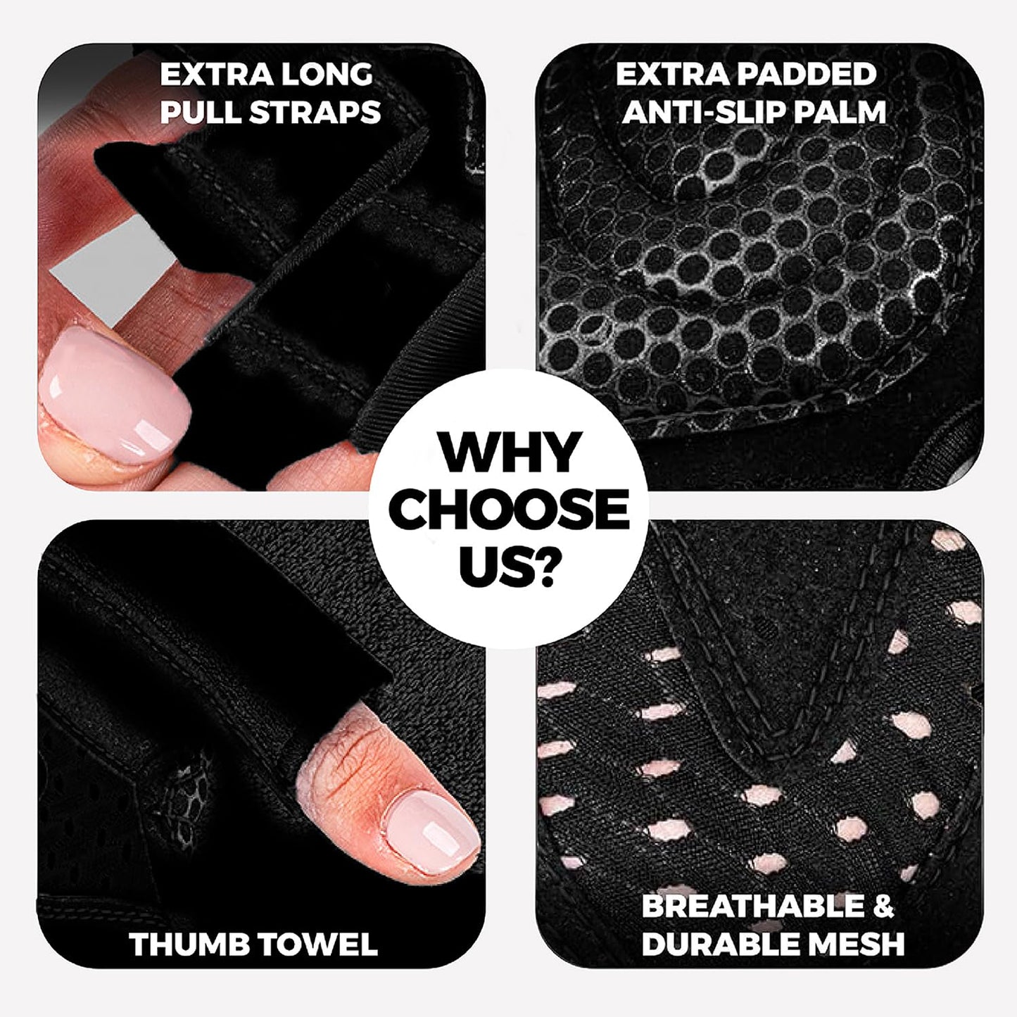 MhIL Workout Gloves for Women – Breathable Gym Gloves for Women with Palm Protection and Enhanced Grip – Padded Weight Lifting Glove for Womens with Wrist Wraps Support Weightlifting Exercise Cycling