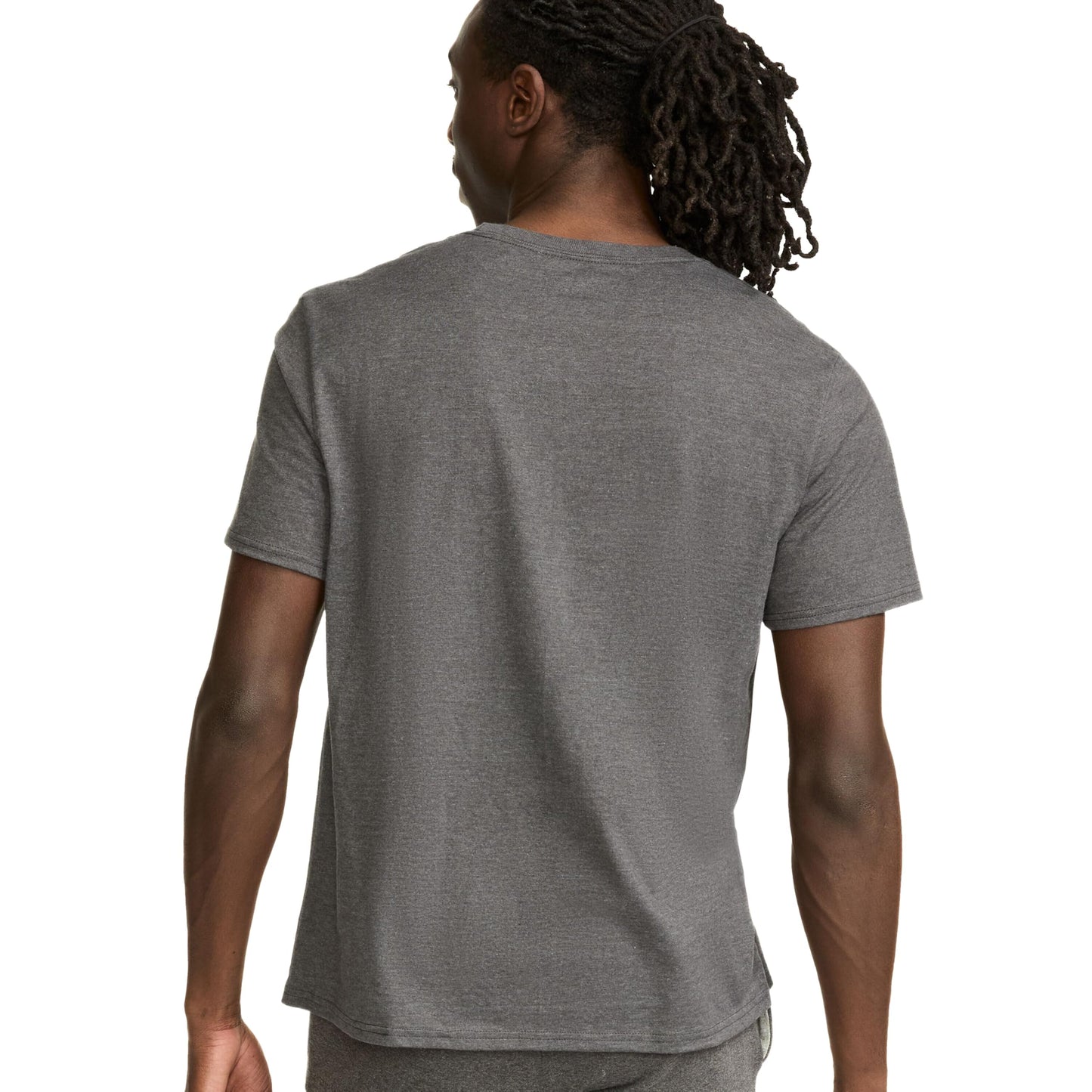 Champion Men's Graphic Short Sleeve T-Shirt, Standard Fit, Classic Script Logo, Midweight 100% Cotton, Available in Regular and Big & Tall, Granite Heather, Large