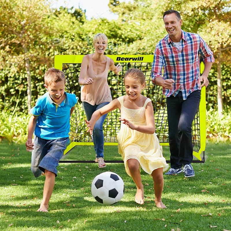 Bearwill Fluorescent Green 4x3ft Kids Soccer Goal Set of 2 – Foldable Backyard Goals