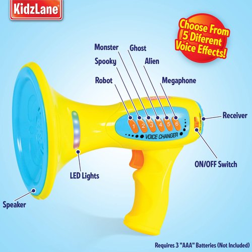 Kidzlane Voice Changer for Kids - Kids Microphone Toy with LED Lights and 5 Different Sound Effects - Voice Changer for Kids, Girls, Boys, Teens Age 5 Years and Up - Blue