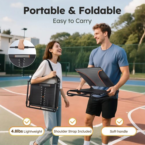 LET'S CAMP Folding Stadium Seats 2 Pack, Portable Bleacher Chairs with Back Support, Lightweight Stadium Chairs for Sports Events, Bleachers & Concerts, Black