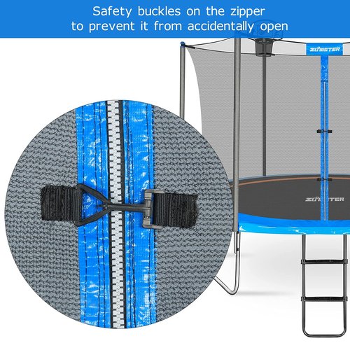 14FT Trampoline Replacement Safety Enclosure Net for 6 Straight Poles Round Frame Trampolines, Breathable and Weather-Resistant Trampoline Net with Adjustable Straps (Net Only) Blue