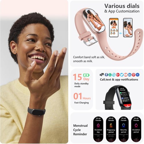 FITVII Ole Fitness Tracker with 24/7 Heart Rate and Blood Pressure Monitor, Blood Oxygen Sleep Tracking Step Calories Counter IP68 Waterproof Activity Tracker for Women Men