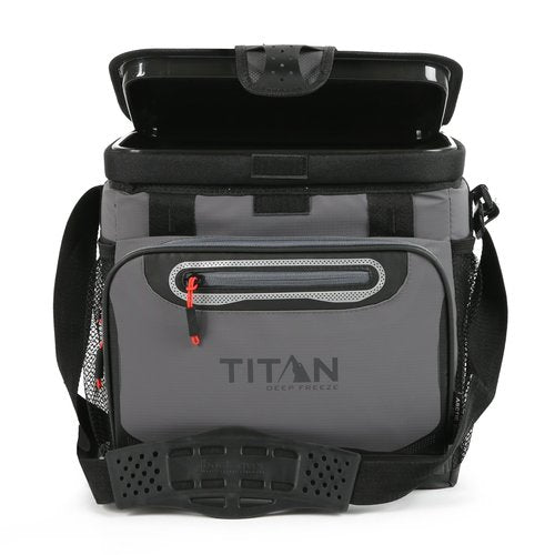 Titan by Arctic Zone Deep Freeze Cooler - 16 Can Zipperless Hardbody Cooler with Deep Freeze Insulation, HardBody Liner, and SmartShelf - Sharkskin Gray