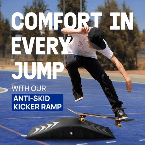 Yes4All Single-Piece Skateboard Ramp, Bike Ramp, Skate Ramp - Durable & Designed for Beginners, Capacity 220Lbs - 44" Length
