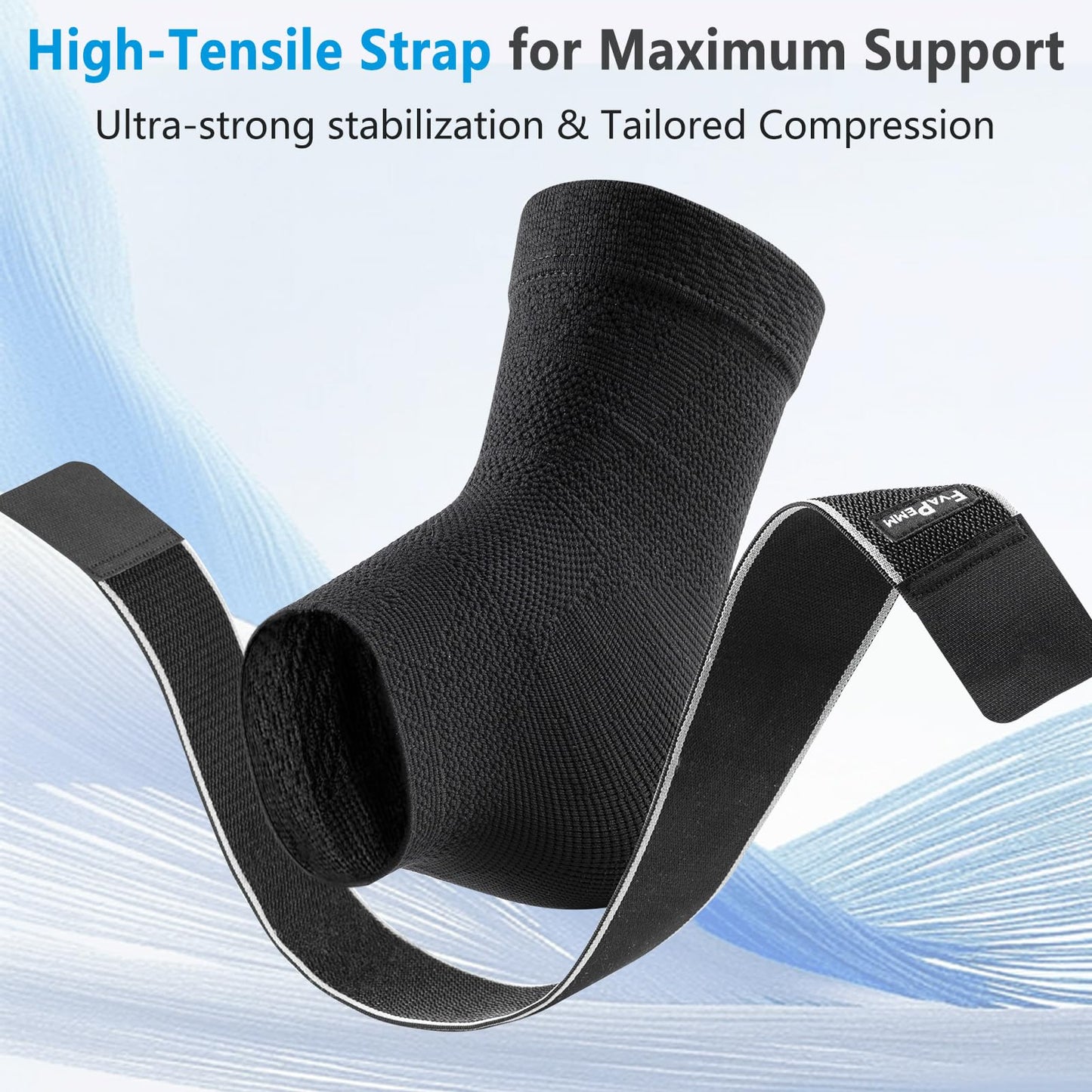 FvaPemm Ankle Brace for Women Men, 2 Pack Ankle Compression Sleeve Support Copper Infused Ankle Brace for Sprained Ankle, Plantar Fasciitis Sports, Achilles Tendonitis Pain Relief, Black, S