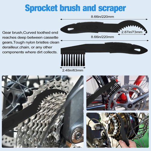 LOQOMI Bike Cleaning Kit Including Bicycle Chain Scrubber, Bike Link Pliers, Bicycle Chain Cleaning Agent, Chain Lube, Cleaner Brush Tool