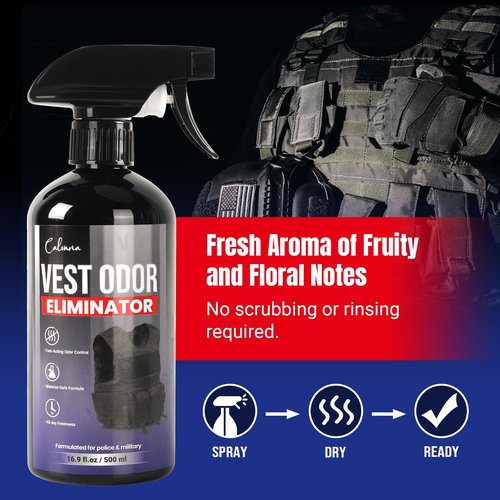 Calvana (2-Pack) 16.9 fl.oz Vest Odor Eliminator Spray, Vest Deodorizer for Security Services & Tactical Equipment, Residue-Free, Safe for All Fabrics, All-Day Freshness