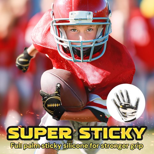 ATERCEL Youth Football Gloves Kids Sticky Receiver Gloves Grip Football Glove for Boys Girls