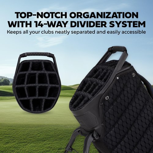 Sun Mountain 2025 4.5LS 14-Way VLO Bag - Prime Organization with Our 14 Way Golf Stand Bag - Lightweight Golf Club Bag with Full-Length Pockets and Adjustable Straps for Enhanced Carrying Ease - Black
