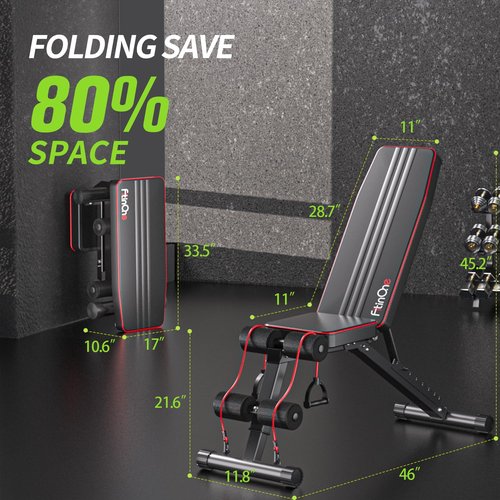 FitinOne Adjustable Folding Weight Bench for Home Gym, 660 lbs Capacity Multi-Functional Workout Bench Sturdy Durable for Full Body