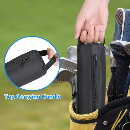 NATURAL STYLE Beer Sleeve for Golf Bag,7-Can Insulated Cooler Sleeve, Beer Drink Accessories Sling Cooler Fits Most Golf Bags Styles and Types (BLACK)