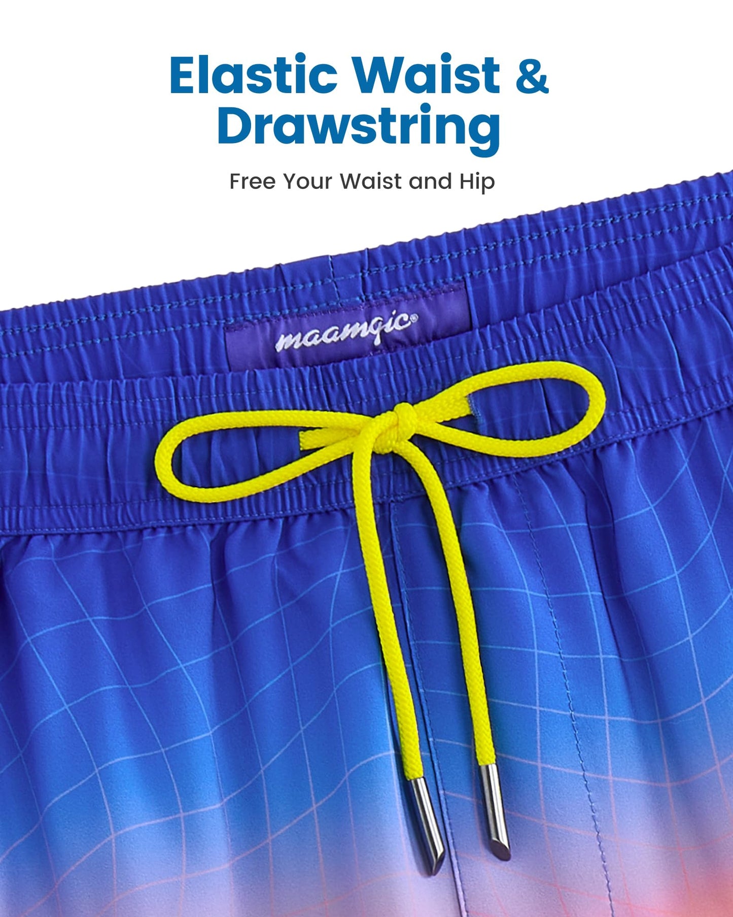maamgic 2 in 1 Mens Swim Trunks 7 Inch Swim Shorts Swim Suits Board Shorts Orange Sunset Gradient X-Large