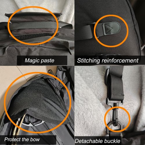 e5e10 Compound Bow Case Soft Bow Padded Case Light-Weight Bow Carry Bag with Arrows Pocket & 3 Multipurpose Storage Pockets Carrying for Archery Accessories (Black)