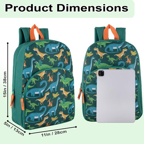 Trailmaker 15 Inch Kids Backpacks for Boys & Girls | Preschool, Kindergarten, Elementary School Backpacks with Adjustable, Padded Straps (Prehistoric Pals)