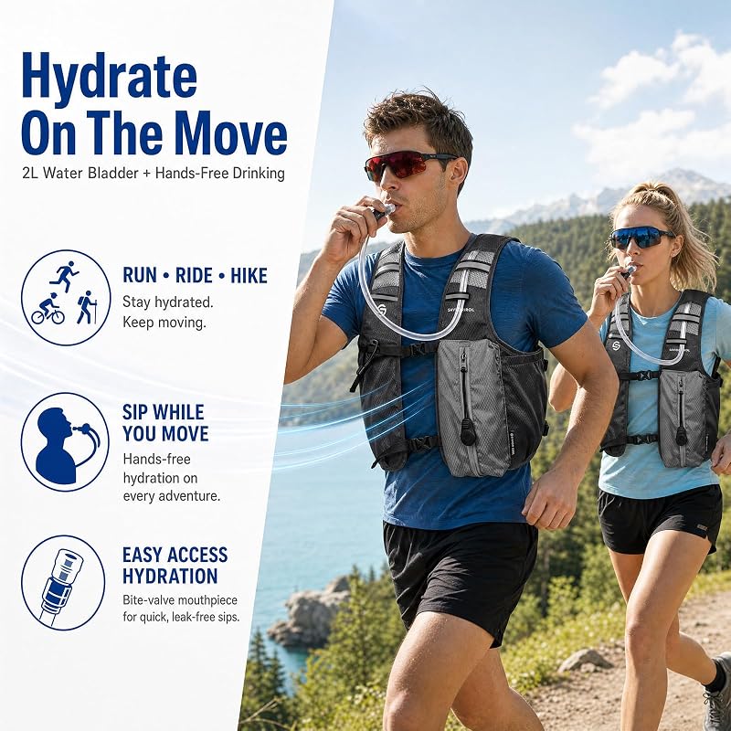 Savior Cool Cooling Hydration Vest with 2L Bladder & 3 Removable Packs - Charcoal Gray