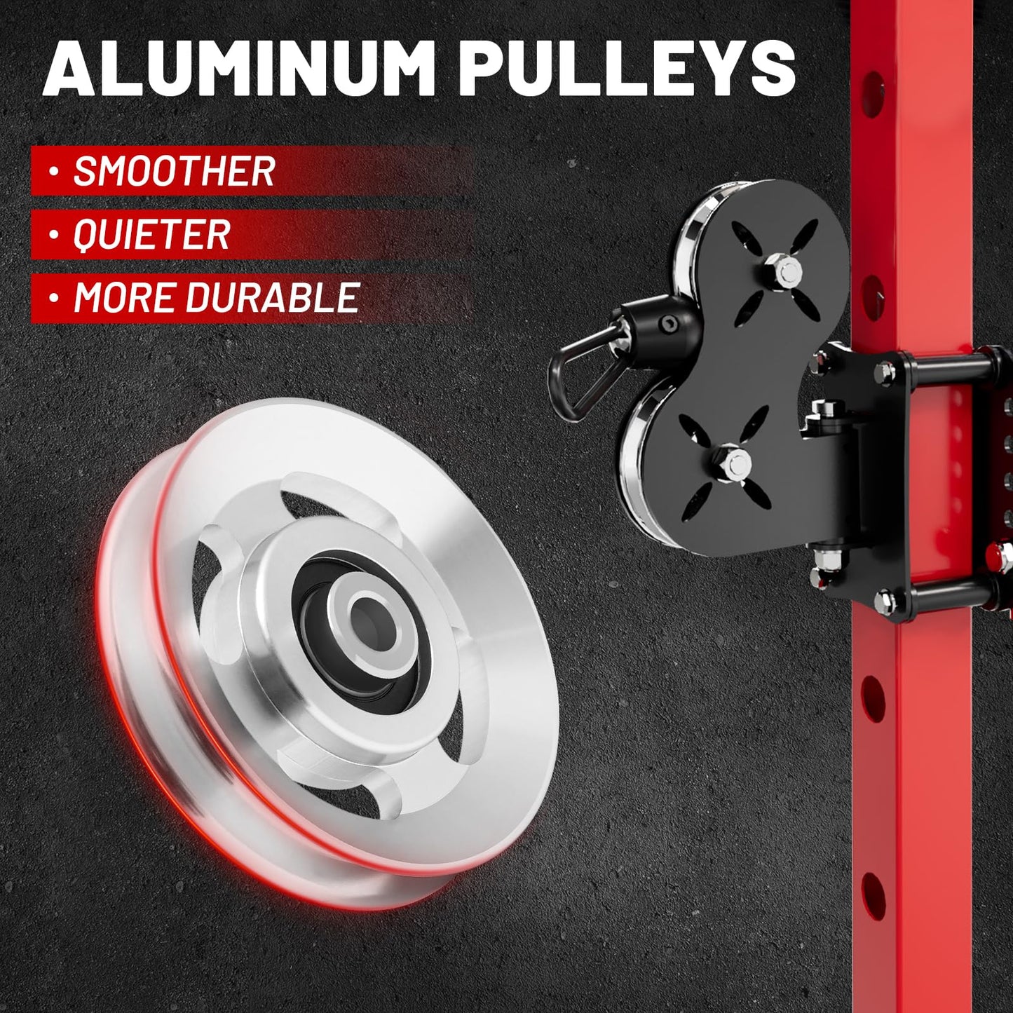 RitFit Aluminum Pulley Wheel for Gym Equipment, 2PCS/ 6PCS Set Power Rack Pulley Attachment, 90mm Aluminum Alloy Bearing Gym Pulley Wheel for Home Gym (2PCS)