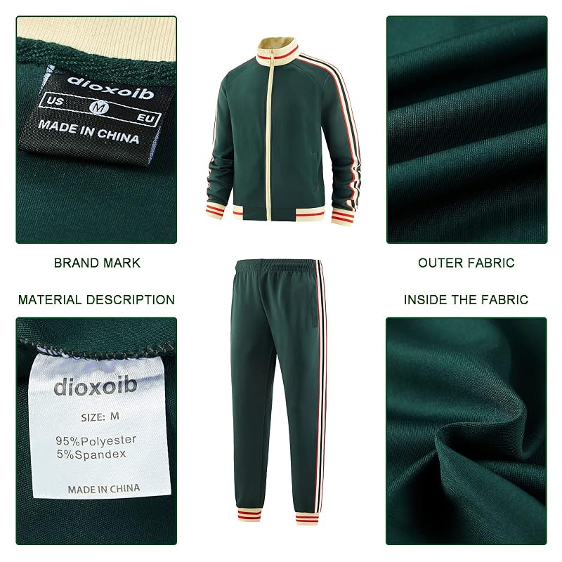 Dioxoib Men’s Track Suit 2-Piece Set – Ai-tz002+Large, Full-Zip Jacket & Jogger Pants