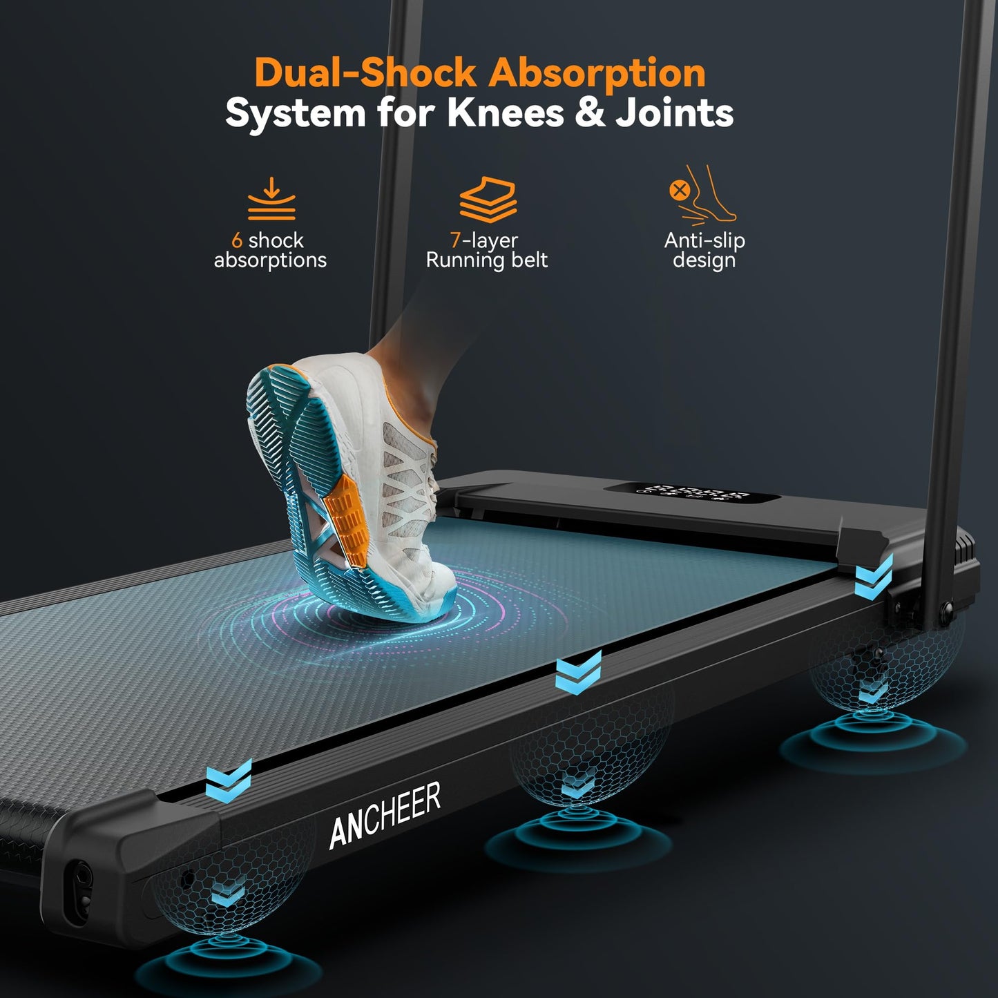 ANCHEER Treadmill with Handles, 3.0 HP Foldable Walking pad with 12% Incline, 320 lbs Capacity-Portable Under Desk Folding Treadmills for Home Small with Widened Belt/Remote Control (Classic Black3)