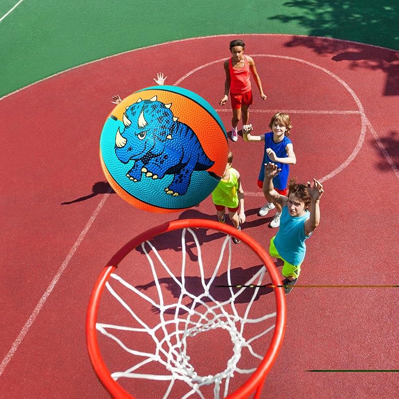 Size 3 Kids Basketball - Dinosaur Pattern Toy Ball for Indoor & Outdoor Play