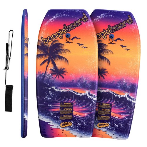 Wham-O Boogie Boards 2 Pack, 37" Body Board for Beach, Lightweight Bodyboard with Wrist Leash for Beginners Kids and Adults – Beach