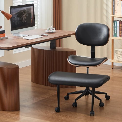 Bestier Meditation Chair with Wider Bentwood Back Support, Ergonomic Cross Legged Office Chair for Adults up to 300 lbs, 360° Swivel Adjustable Height for Multi Position (Contemporary Bentwood, Black)