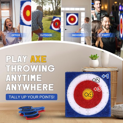 Wall-Mounted Axe Throwing Game for Backyard, Axe Throwing Game for Kids and Adults, Safe Bristle Target with 8 Axe Throwing, Perfect for Outdoor Games, Playrooms, Boys Rooms