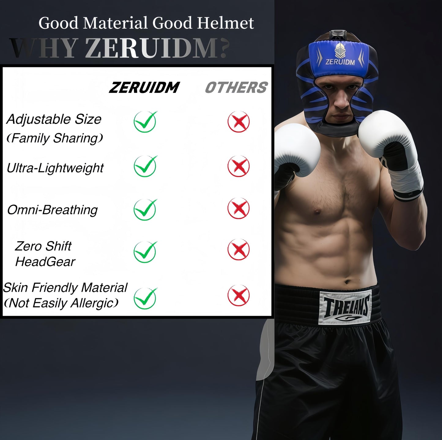 2 Pack Boxing Headgear for Adult Men Kids, Thickened Training Sparring Head Guard for MMA Kickboxing Muay Thai Equipment