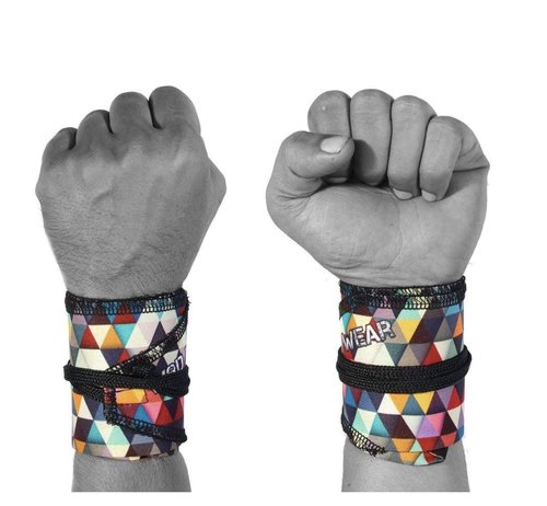 WOD Wear Wrist Wraps for Powerlifting, Strength Training, Bodybuilding, Cross Training, Olympic Weightlifting, Yoga Support - One Size Fits All (Diamond Pattern)